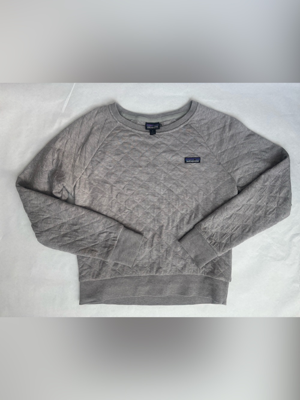 Patagonia Gray Organic Cotton Quilted Crewneck Pullover Sweatshirt - size Small